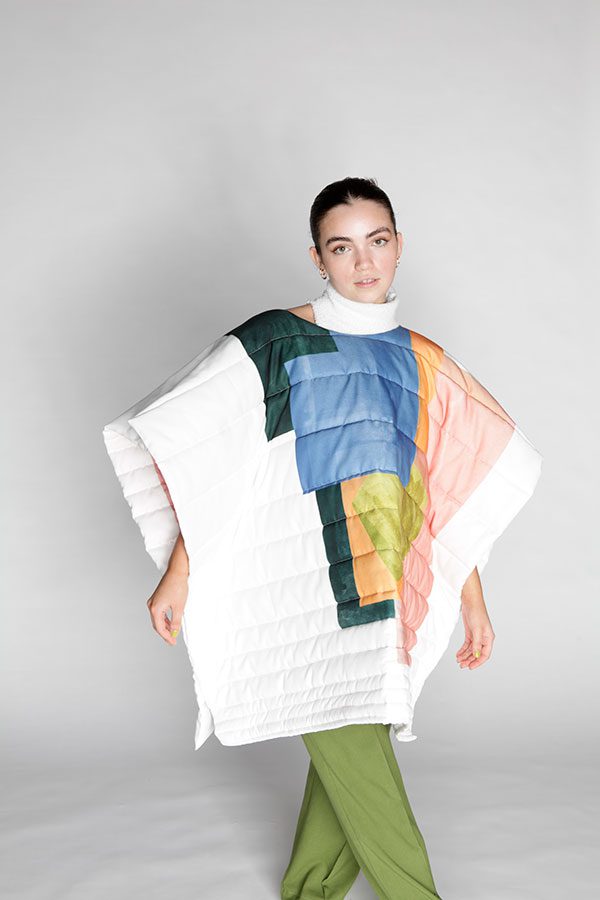 Quilted and sublimated poncho