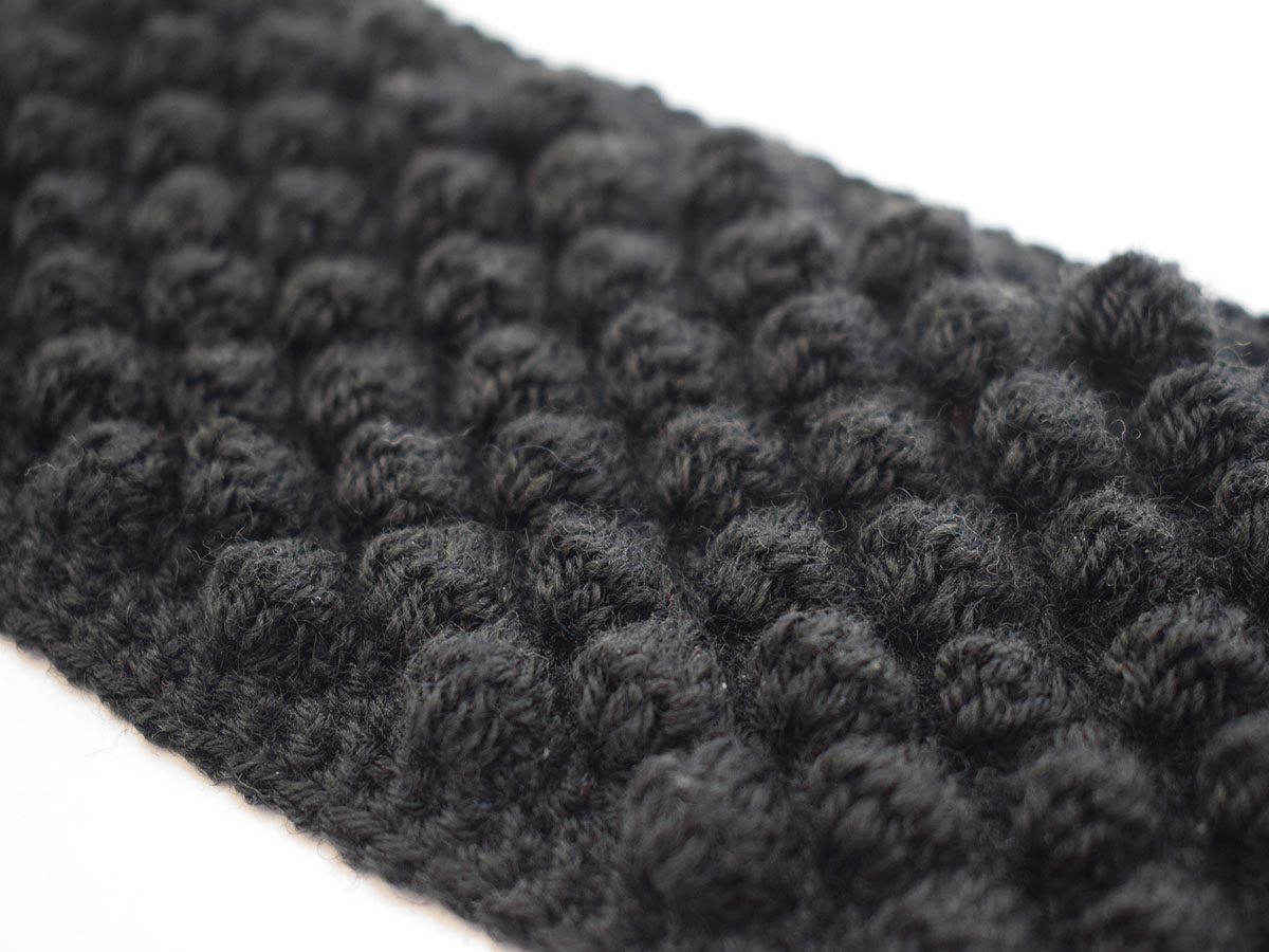 Black crochet sample close up