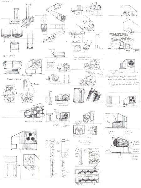 Initial sketches and ideation process to generate concepts