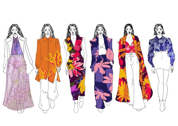 Visualisation drawings showing fashion textiles collection
