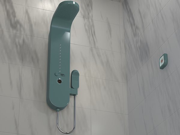 A green mounted shower 